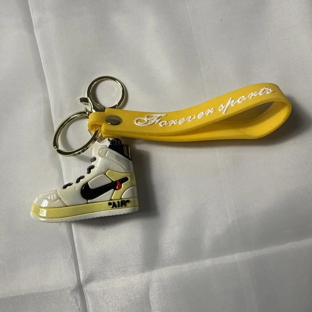 Assorted Silicone Air Jordan Sneaker‎ Shoe 1 High Yellow and Black Keychain